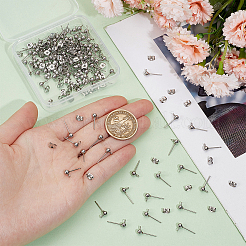 100 шт. фурнитура для сережек-гвоздиков из нержавеющей стали 304 STAS-SP0001-55P