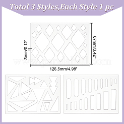 3 pz. 3 stili di stencil da disegno in acrilico trasparente&nbsp;AJEW-HY0001-77C