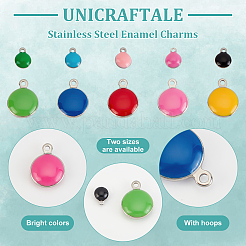 80 pieza de 10 estilos de dijes de esmalte de acero inoxidable 304&nbsp;STAS-UN0033-34