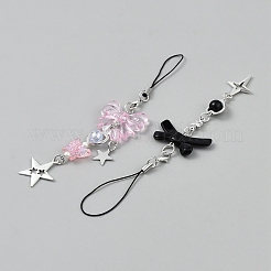 4 pièce 4 styles de décorations de pendentif en alliage acrylique et étoile en forme de nœud papillon&nbsp;HJEW-WH20021-07A