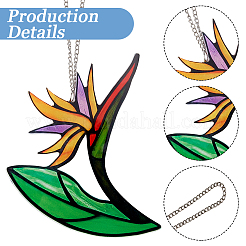 Décoration pendentif en acrylique teinté de fleur d'oiseau de paradis&nbsp;HJEW-WH20003-24C