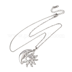 Colliers à pendentif soleil et lune en acier inoxydable 304&nbsp;NJEW-K308-04D-P