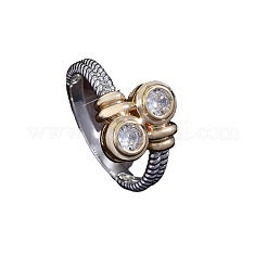 Плоские круглые латунные кольца с микропаве из прозрачных кубических цирконий для женщин&nbsp;FS-WGBC030-04