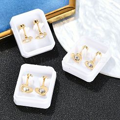 Tappi per le orecchie finti con strass e cristalli a forma di cuore&nbsp;EJEW-H105-21G-C