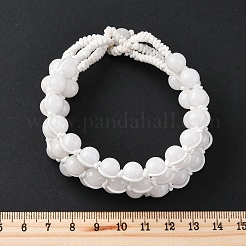 Bracelets multi-brins en perles rondes en jade blanc naturel pour hommes et femmes&nbsp;BJEW-G743-02E