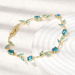 Bracelets en laiton à maillons en forme de feuille&nbsp;BJEW-D455-01G