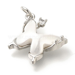 Подвески из латуни с микропаве из кубических цирконий и ракушек&nbsp;KK-K388-81P