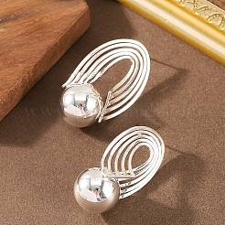 Серьги-гвоздики из сплава овальной формы с круглыми вставками&nbsp;FS-WG03FFF-02