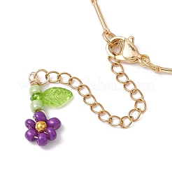 Perline di vetro e braccialetti con ciondoli a fiori acrilici&nbsp;BJEW-MZ00094
