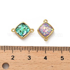 Подвески-коннекторы в виде ромба из латуни с паве из синтетического опала&nbsp;KK-A239-07G