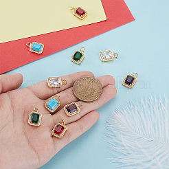 10 Stück 5 Farben Messing Glas Charms&nbsp;ZIRC-GA0001-18