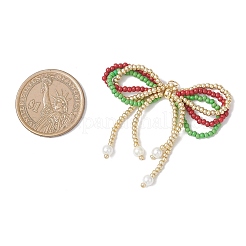 Рождественские подвески-бантики из стеклянных бисера&nbsp;PALLOY-MZ01059