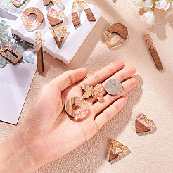 18шт 9 стиля подвески из прозрачной смолы и орехового дерева&nbsp;RESI-TA0003-35