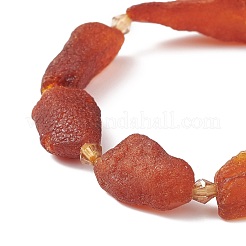 Pepita irregolare di ambra naturale e braccialetto elasticizzato con perline di vetro&nbsp;BJEW-JB08622