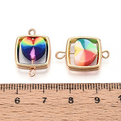 Polymer Clay Herz & Ccb quadratische Rahmenglieder Verbinder Charms&nbsp;CLAY-T022-18A