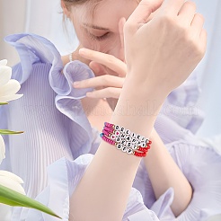 12 шт. браслеты из стеклянных семян с надписью «Вдохновение» с сердцем&nbsp;BJEW-SZ0001-20