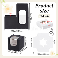 Würfelförmige Papier-Aufbewahrungsboxen für Cupcakes mit Sichtfenster&nbsp;LS-BAKE-WH0002-002C