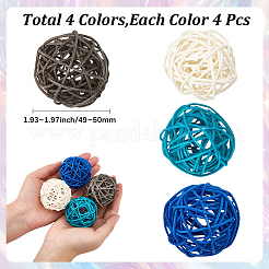 16 pz 4 palline di vimini in rattan colorate&nbsp;AJEW-SC0004-26B