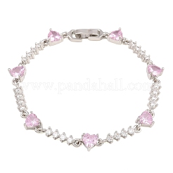 Armbänder aus Messing mit Zirkonia-Pavé-Herzgliederkette für Damen&nbsp;KK-CBA68DA-10P-02