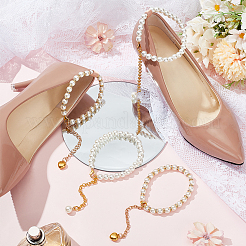 2 пара 2 стилей женских съемных шнурков из АБС-пластика с имитацией жемчуга для обуви на высоком каблуке&nbsp;DIY-PH0022-88B