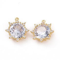 Латунные микропаве прозрачные подвески с фианитом&nbsp;ZIRC-F133-07G
