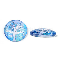Un demi-rond / arbre modèle dôme en verre Cabochons dos plat pour les projets de bricolage&nbsp;GGLA-Q037-25mm-M28-08