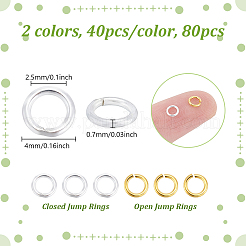 80 шт. 2 цвета 925 спаянных закрытых соединительных кольца из стерлингового серебра&nbsp;STER-PH0003-41
