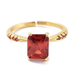 Прямоугольная стойка покрытие латунь микропаве кубический цирконий солитер кольцо&nbsp;RJEW-Z059-10G-02