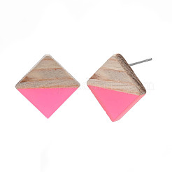 Серьги-гвоздики из прозрачной смолы и дерева EJEW-N017-005A-A06