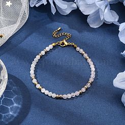 Braccialetti di perline rotonde sfaccettate in quarzo rosa naturale e pietra di luna arcobaleno&nbsp;BJEW-JB11205