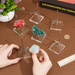 Chevalets d'exposition en cristal de fer avec base carrée en acrylique transparent&nbsp;ODIS-WH0079-011P