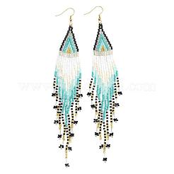 Серьги-кисточки в стиле бохо из бисера и ромбов ручной работы&nbsp;DI0122