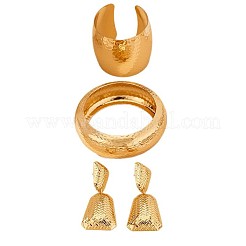 Комплекты из браслетов-манжет и серег-гвоздиков из сплава с грубой текстурой&nbsp;FS-WGCEEF2-01