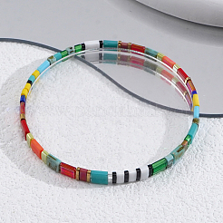 Bracelets extensibles bohèmes en verre arc-en-ciel pour femmes&nbsp;MR7920