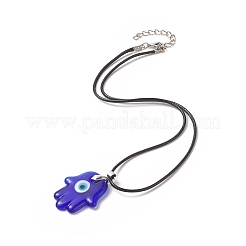 Main de hanmsa au chalumeau faite à la main avec des colliers pendentifs mauvais œil&nbsp;NJEW-JN04222
