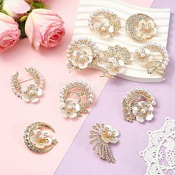 10 pieza de 10 estilos de alfileres de solapa de aleación de flores con rhinestone&nbsp;JEWB-CJ0003-06