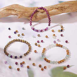 240 шт. 6 вида бусин из натурального флюорита и деревянных бусин&nbsp;G-KS0001-17