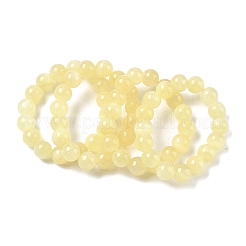 Natürliche goldene Seiden-Jade-Rundperlen-Stretcharmbänder für Damen&nbsp;BJEW-F535-01E