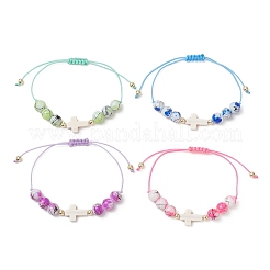 Braccialetti di perline intrecciate regolabili in vetro&nbsp;BJEW-JB13579