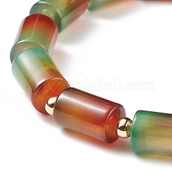 Bracciale elasticizzato con perline a colonna in agata naturale&nbsp;BJEW-JB08658-03