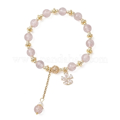 Браслеты из круглых бусин из натурального клубничного кварца для женщин&nbsp;BJEW-JB13123-01