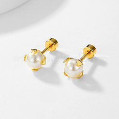 Elegante 201 Edelstahl-Imitationsperlen-Ohrstecker für Damen&nbsp;LS-FV8306