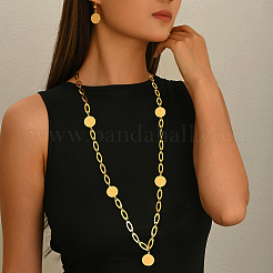 Ensemble collier et boucles d'oreilles vintage avec pendentif en fer et pièce de monnaie&nbsp;DS6175