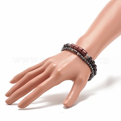 Ensemble de bracelets extensibles en hématite synthétique et bois naturel 2pcs 2 styles&nbsp;BJEW-JB07941