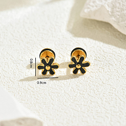 201 серьги-гвоздики с эмалированными цветами из нержавеющей стали&nbsp;DR1197