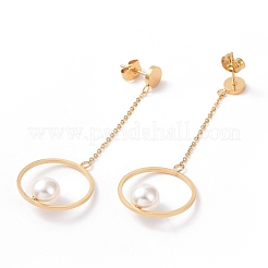 Anello con orecchini pendenti con nappa lunga imitazione perla&nbsp;STAS-E154-04G