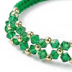 Bracelet à maillons fleur tressé en verre pour femme&nbsp;BJEW-TA00130-01