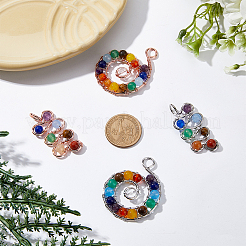 8 pendentif en laiton et pierre naturelle mélangée&nbsp;FIND-DC0002-51