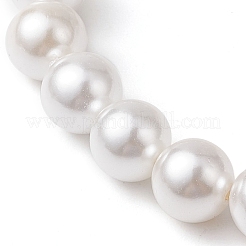Braccialetti elasticizzati con perline di conchiglia rotonde da 8 mm&nbsp;BJEW-JB10712