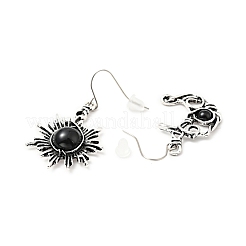 Boucles d'oreilles asymétriques lune et soleil en perles de résine&nbsp;EJEW-C036-01E